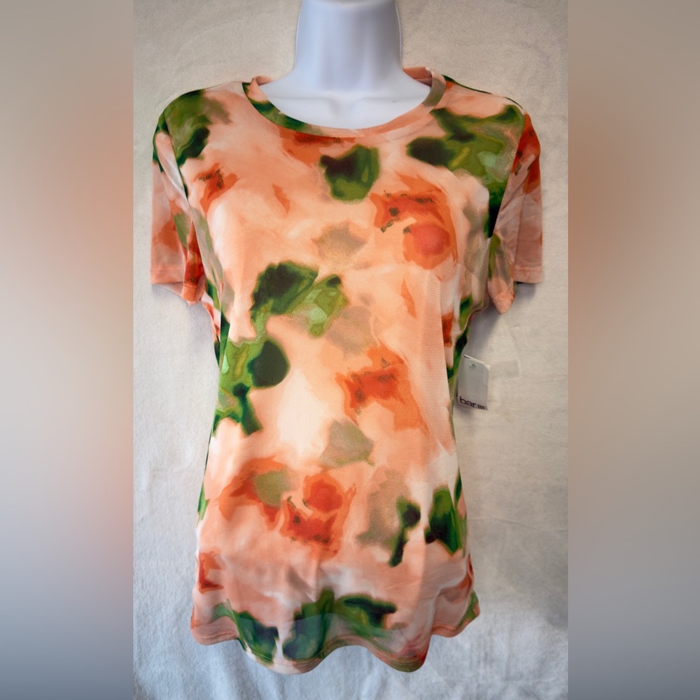 Bar III Floral Abstract Short Sleeve Tee
